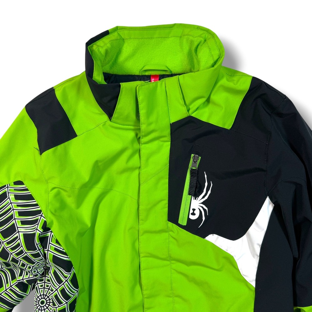Spyder 5014-14 Insulated Ski Jacket Youth Kid's Size 14 Green Black Web